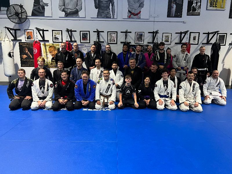 Group portrait at the Master Jean Jacques Machado seminar, 2023